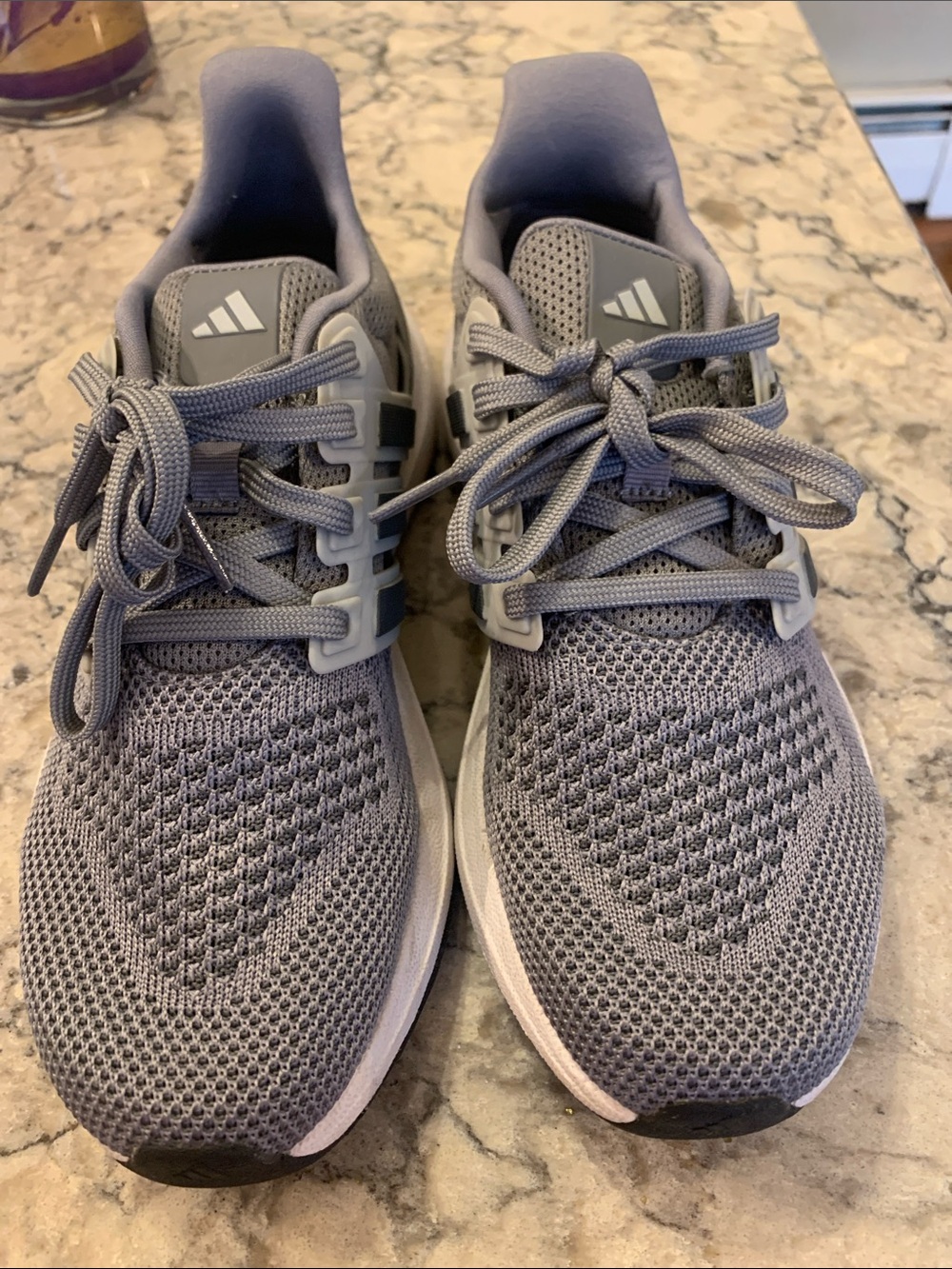 adidas Kids Gray Knit Lace-Up Sneaker